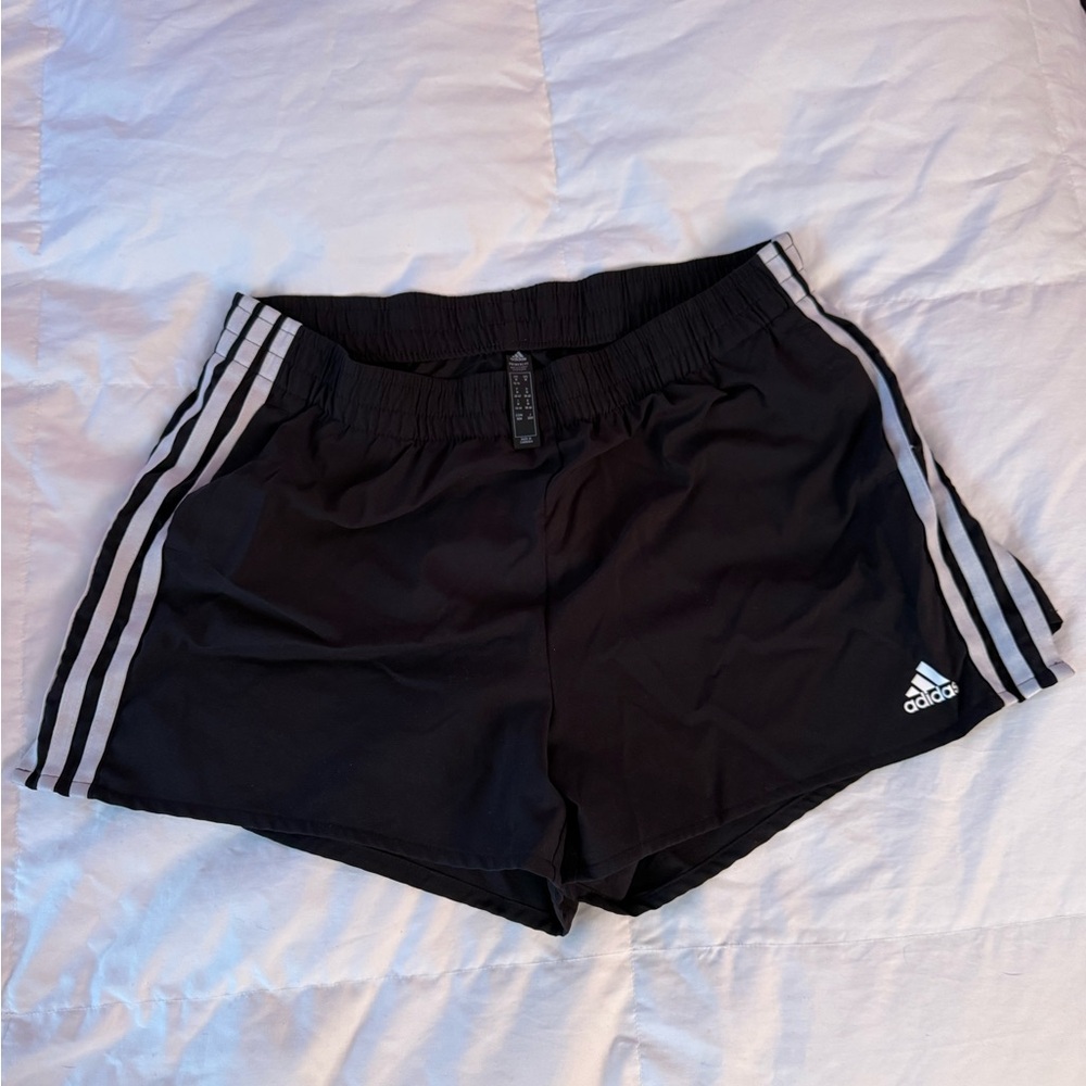 adidas Black Athletic Shorts with White Side Stripes